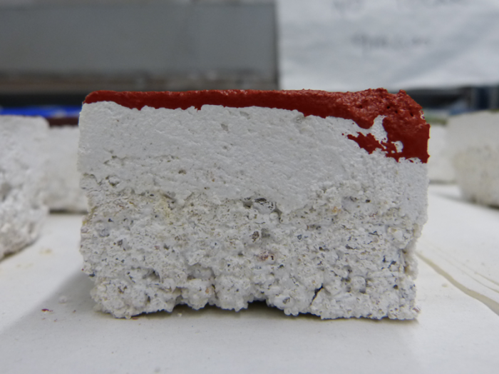 Cinnabar tempera mock-up