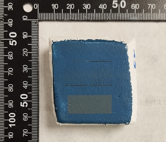 Azurite with egg yolk irradiated with Nd:YVO4